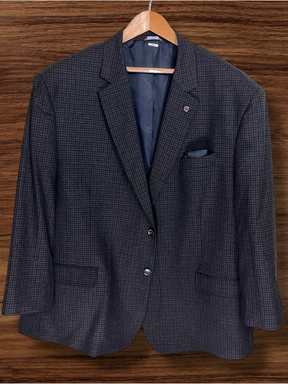 Oak Hill Charcoal Gray and Burgundy Check Pattern Sport Coat Size 4XL (58-60)